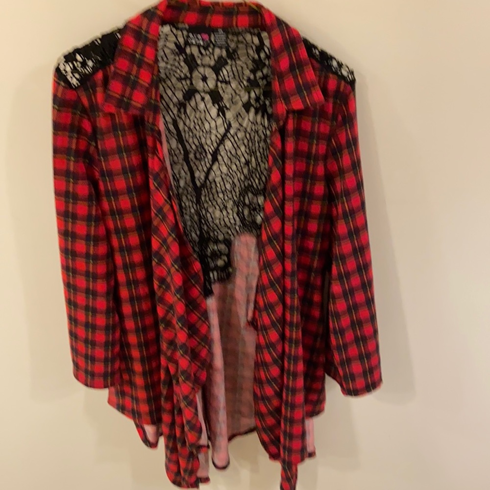 Red and black plaid cover up